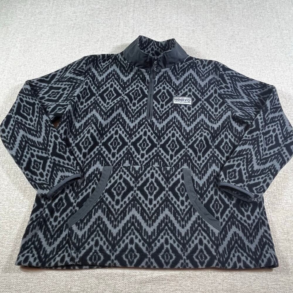 Hooey Women’s XL Gray Black Aztec ¼ Zip Fleece Pullover Southwestern Print L/S